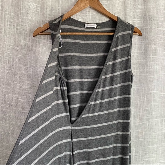 Calvin Klein Sleeveless Striped Wrap Maxi Dress - Picture 4 of 8